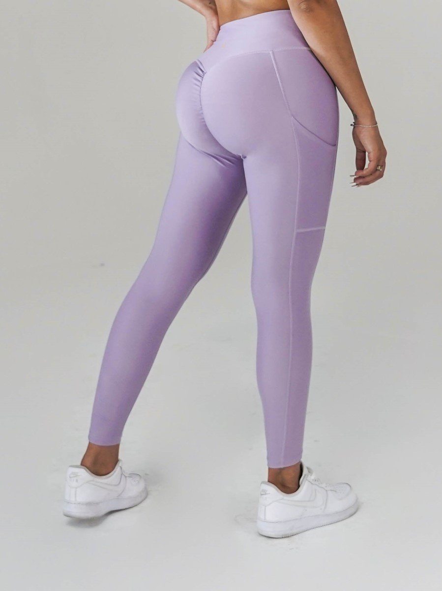 Lilac Scrunch Leggings with Pockets